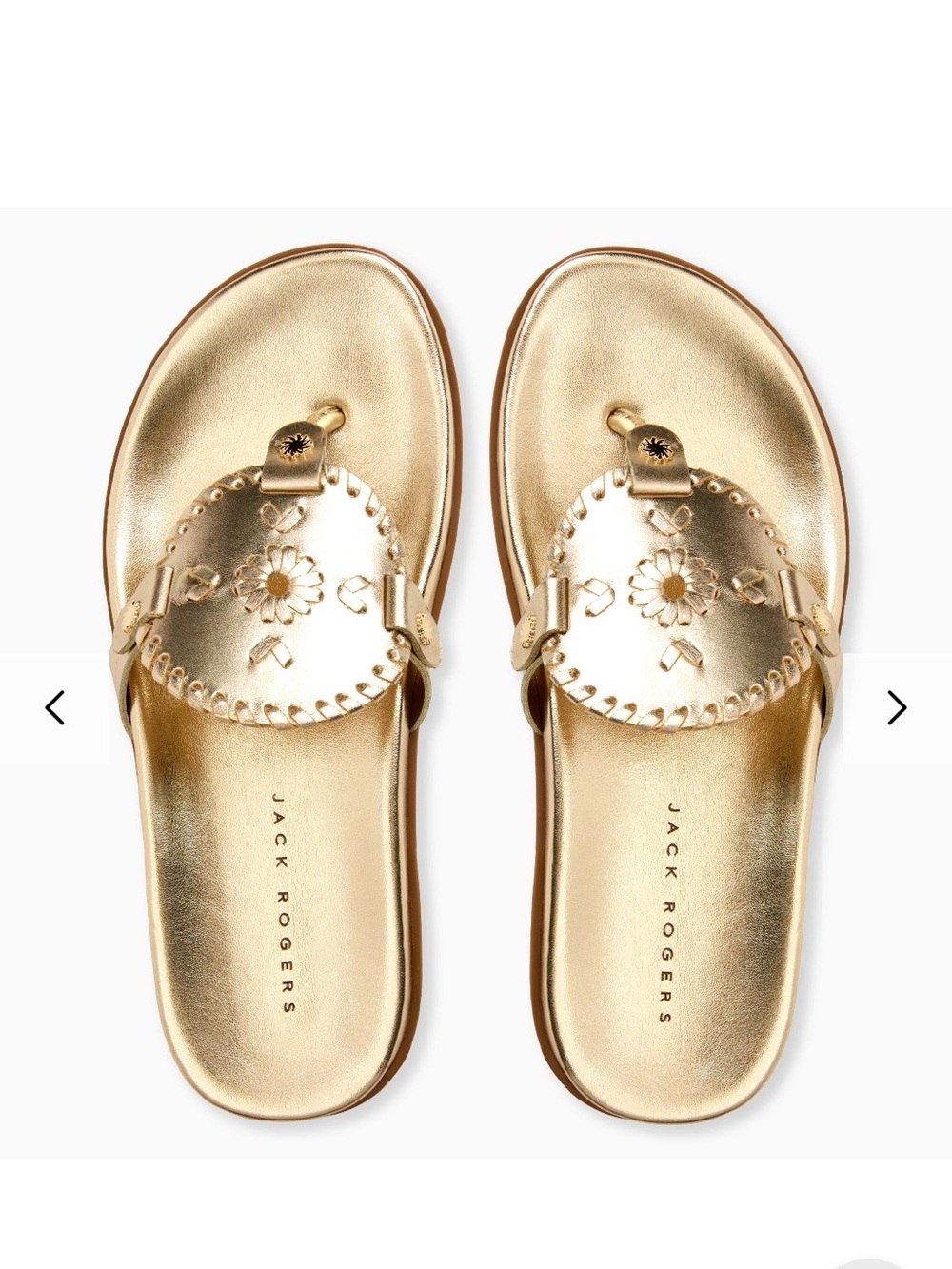 Women’s Metallic Gold Toe-Post Slide Sandals